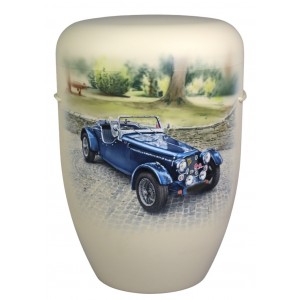 Biodegradable Cremation Ashes Funeral Urn / Casket - Blue Classic Car